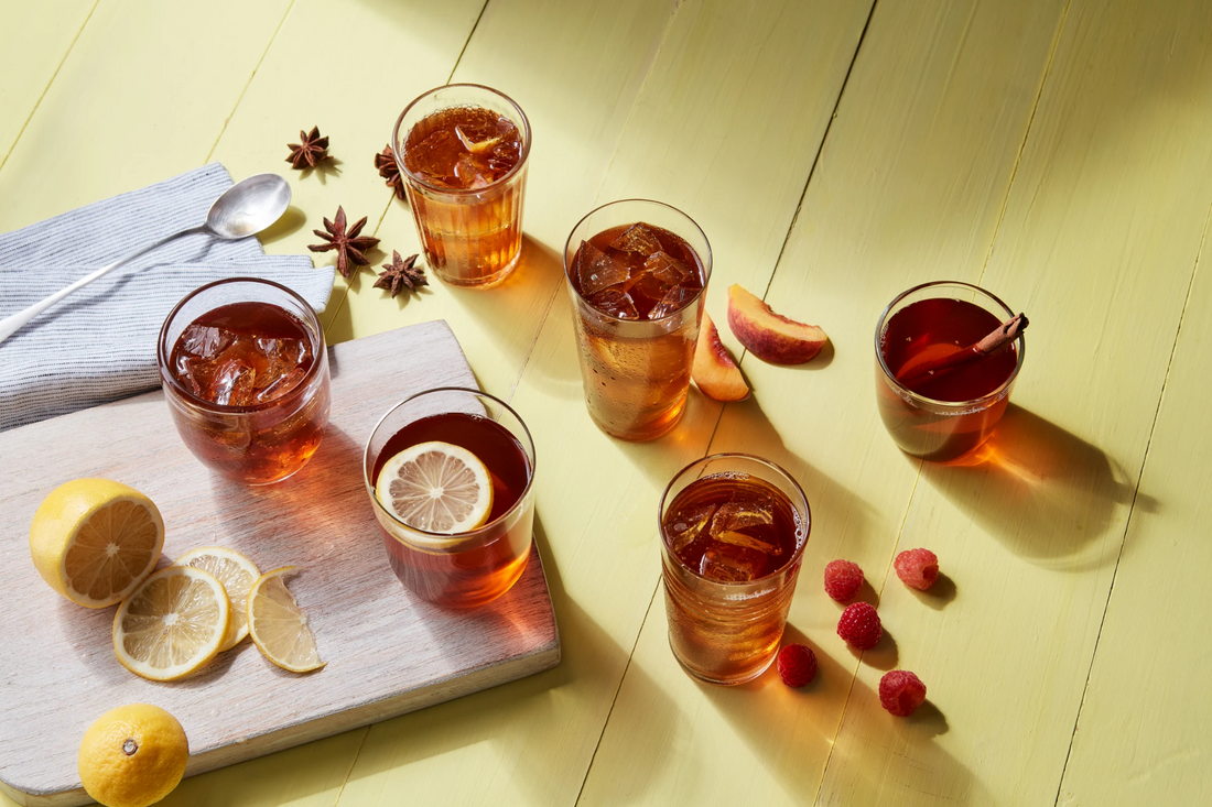 Herbalife iced tea drinks with lemon peach and raspberries