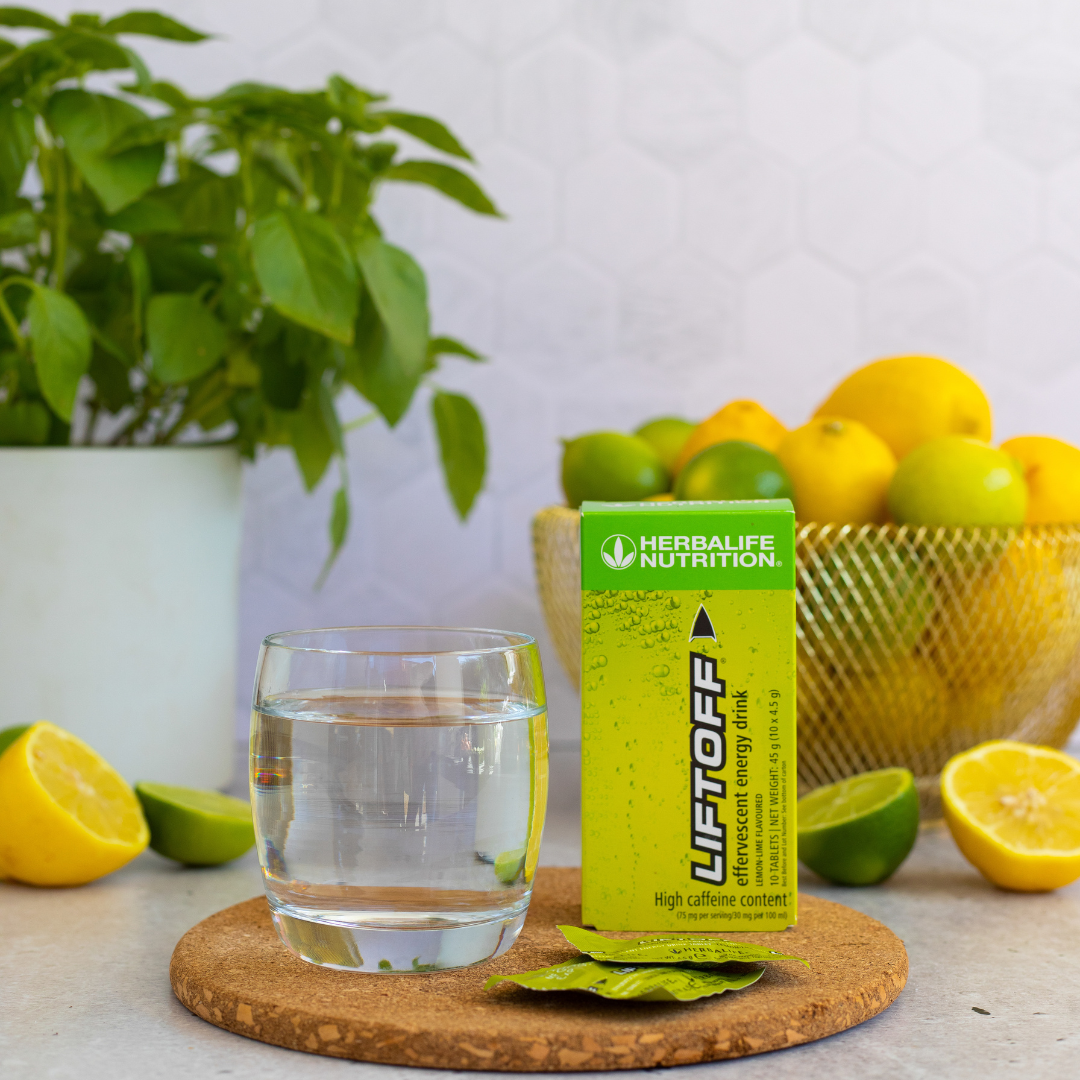 Herbalife LiftOff Lemon Lime effervescent energy drink 10 tablets box