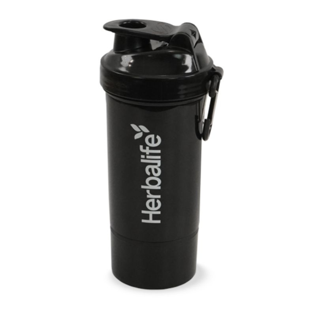 Herbalife Neon Shaker Black 500 ml with additional storage compartment
