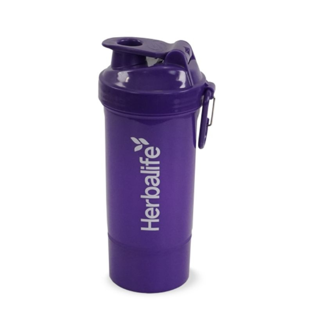 Herbalife Neon Shaker Purple 500 ml with additional storage compartment